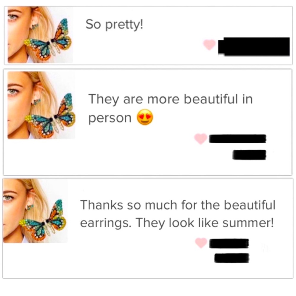 π3/$30 New Crystal Butterfly Earrings - Picture 3 of 4